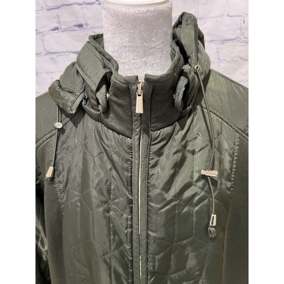 Susan Graver Women's Mixed Media Olive Green Zip Up Coat Jacket Plus Size 1X - Picture 7 of 10